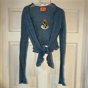 Juicy Couture Teal Tie-Front Cardigan